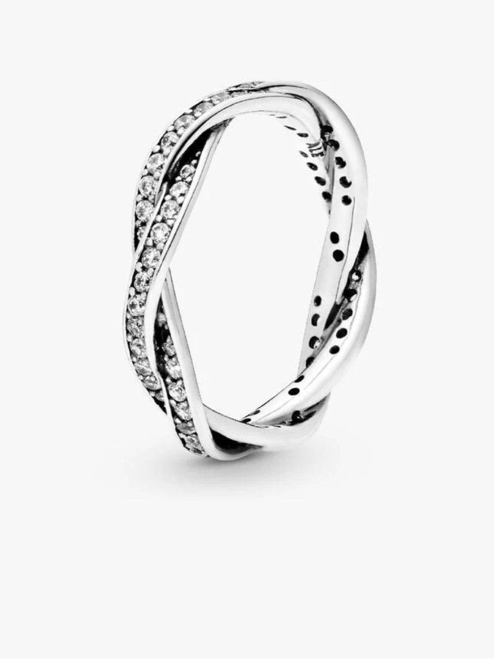 Genuine PANDORA Sparkling Twist of Lines (Fate) Ring; 190892CZ